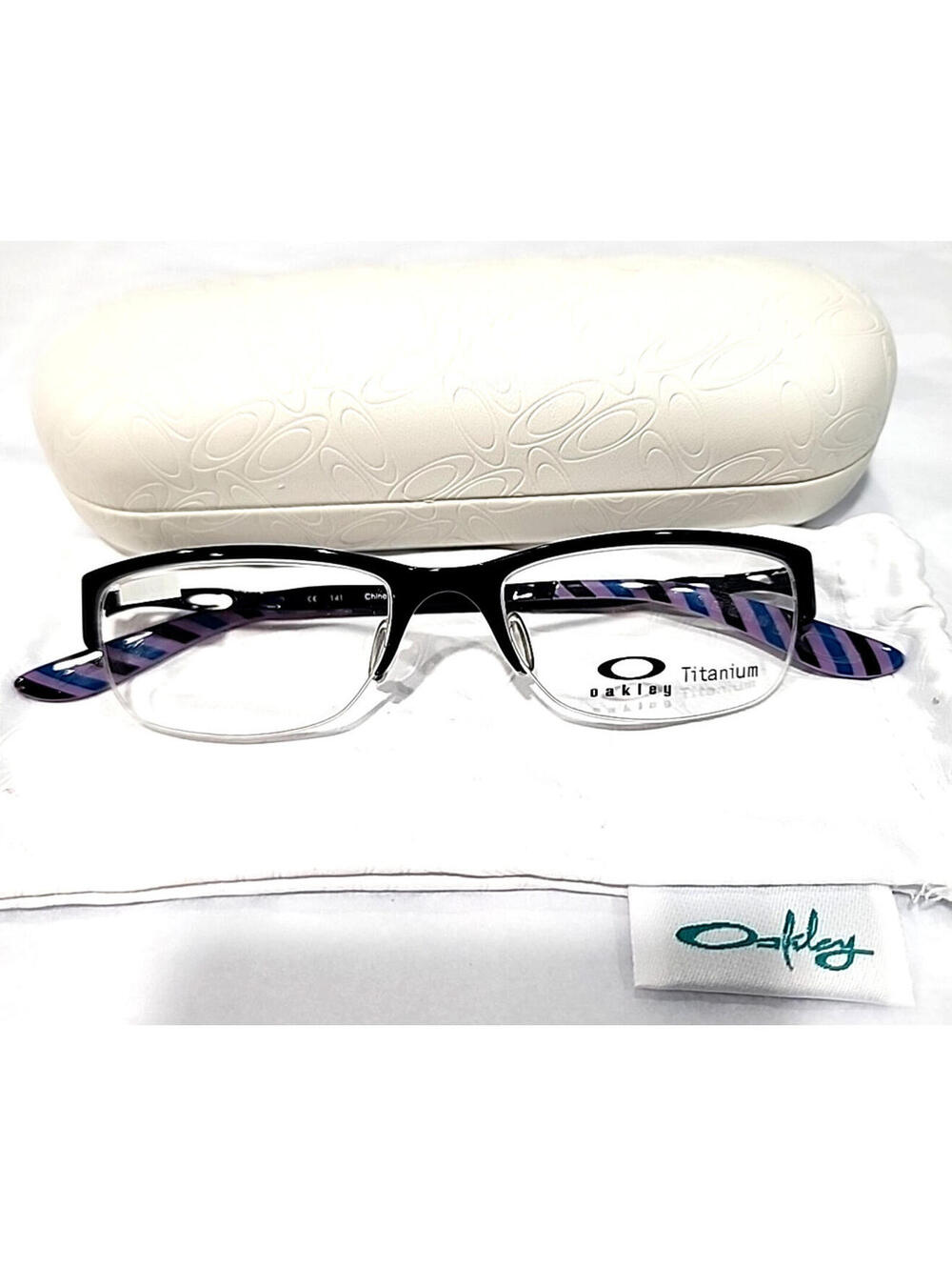Oakley OX5074 0151 Glossy Black Half Rim Eyeglasses 51-17 141 New Case Pouch